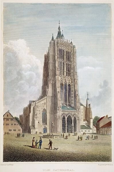 ULM CATHEDRAL, 19th C. View of the Cathedral at Ulm, Germany: steel engraving after Robert Batty