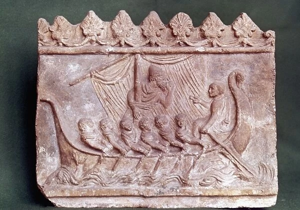 Ulysses passing the isle of the Sirens. Roman relief, 2nd century A. D