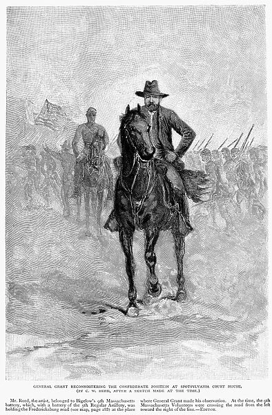 ULYSSES S. GRANT (1822-1885). 18th President of the United States. Grant at Spotsylvania Court House in Virginia during the American Civil War, May 1864. Line engraving