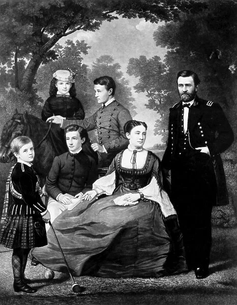 Ulysses S. Grant (1822-1885), 18th President of the United States, and his family. Mezzotinit by John Sartain, 1868, after William Cogswell