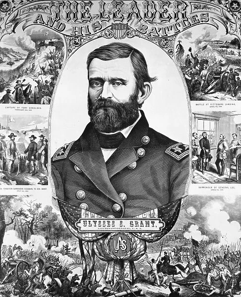 ULYSSES S. GRANT (1822-1885). Eighteenth President of the United States. Poster from the 1868 presidential campaign. Wood engraving, 1868