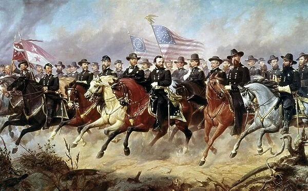 ULYSSES S. GRANT. And his generals. Oil on canvas, 1865, by O. P. H. Balling