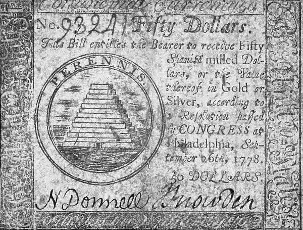 United States Continental Currency fifty dollar banknote, 1778