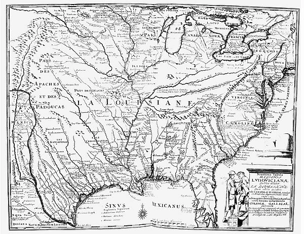 UNITED STATES MAP, 1734. Map of the Eastern United States (here called La Louisiane )