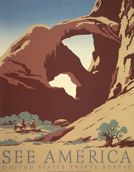 United States Travel Bureau poster promoting American tourism. Poster by Frank S. Nicholson, c1937
