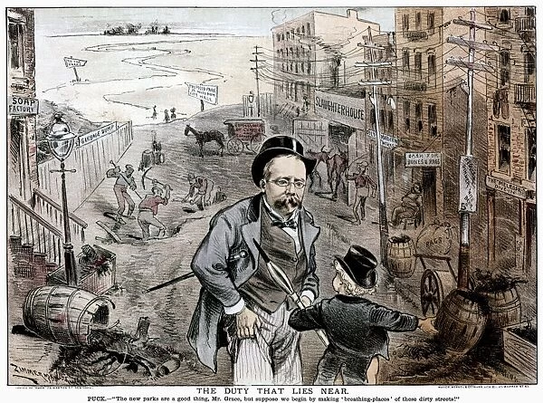 URBAN REVEWAL, c1886. The Duty that Lies Near. Puck to New York City Mayor Russell Grace