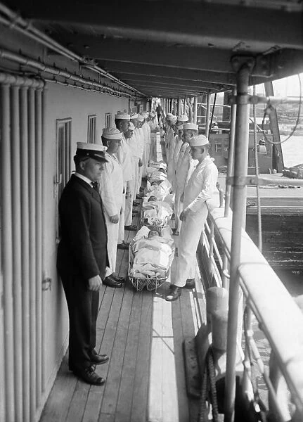 USS COMFORT, c1919. Receiving the sick and wounded aboard the hospital ship USS Comfort