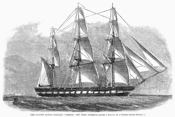 USS SABINE, 1861. A Union sailing frigate which participated in the relief of Fort Pickens, Florida, April 1861, during the American Civil War