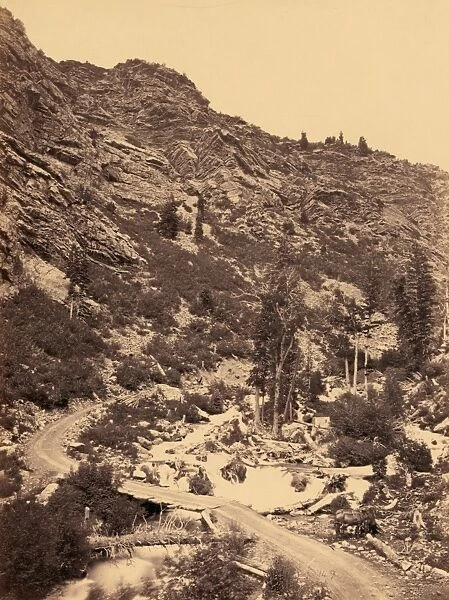 UTAH: CANYON, 1869. American Canyon in Wahsatch, Utah. Photograph by Timothy O Sullivan
