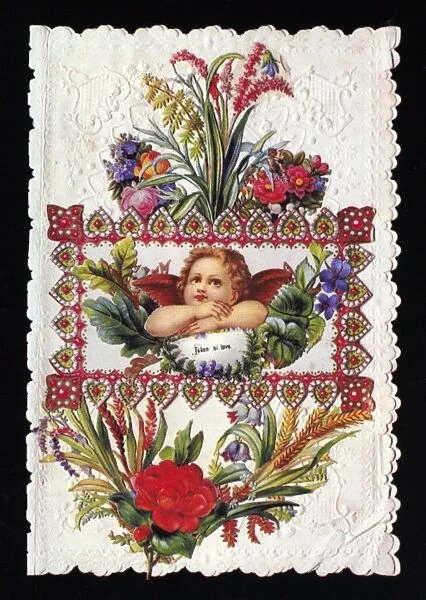 VALENTINEs DAY CARD. German St. Valentines Day greeting card, c1890