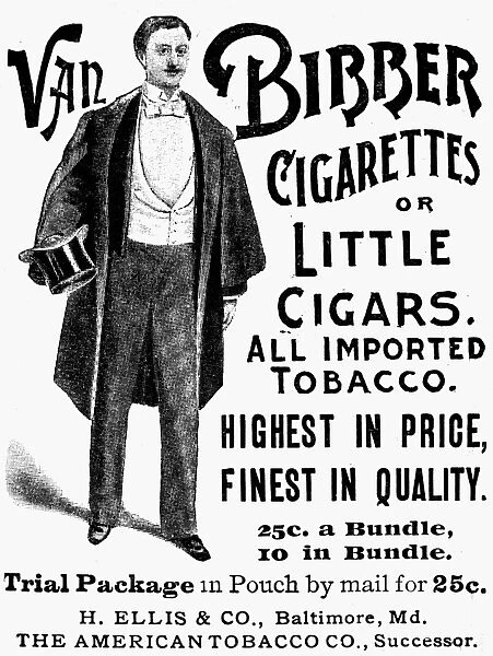 VAN BIBBER CIGARETTES 1893. American magazine advertisement, 1893