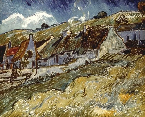VAN GOGH: COTTAGES, 1890. Thatched cottages at Auvers. Oil on canvas by Vincent Van Gogh, 1890