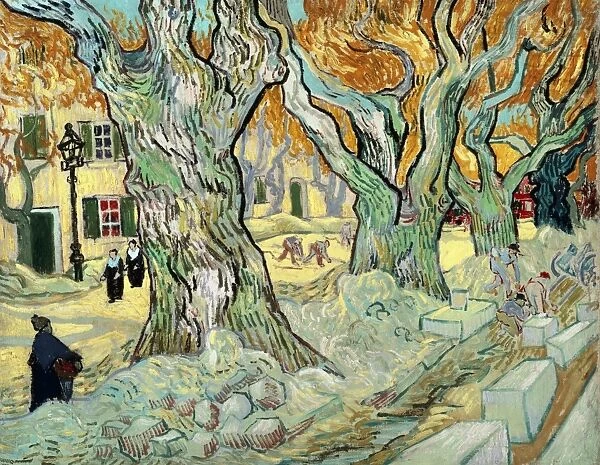 VAN GOGH: THE ROAD MENDERS. Oil on canvas, Vincent van Gogh, 1889
