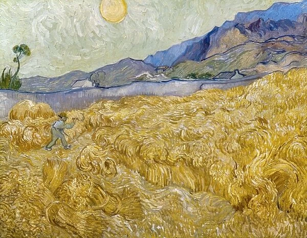 VAN GOGH: WHEATFIELD, 1889. Vincent Van Gogh: Wheatfield with Reaper. Oil on canvas, St-Remy, 1889