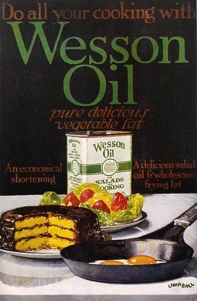 VEGETABLE OIL AD, 1918. American advertisement for Wesson vegetable oil, 1918