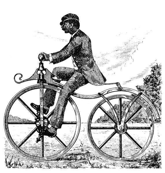 VELOCIPEDE, 1866. Pierre Lallements velocipede of 1866. Contemporary line engraving