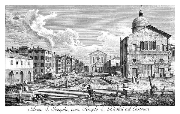 VENICE: CHURCH, 1735. Church of San Nicolo di Castello in Venice, Italy, with canal