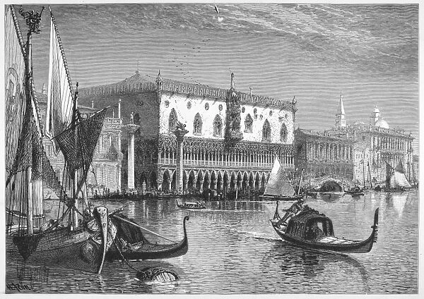 VENICE: DUCAL PALACE. Wood engraving, c1875, after Harry Fenn
