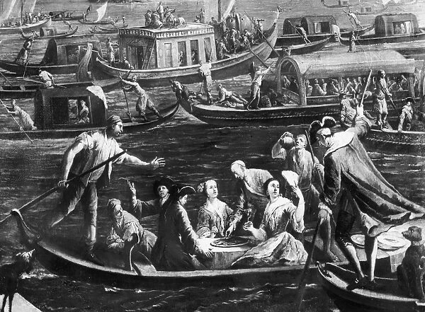 VENICE: FESTIVAL, 1700s. Revelers celebrating the Feast of Saint Martha in Venice, Italy