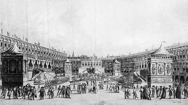 VENICE: FESTIVAL, 1797. Festival of the Liberty Tree at Saint Marks Plaza in Venice