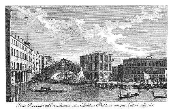 VENICE: GRAND CANAL, 1735. The Grand Canal in Venice, Italy. View of the Rialto Bridge