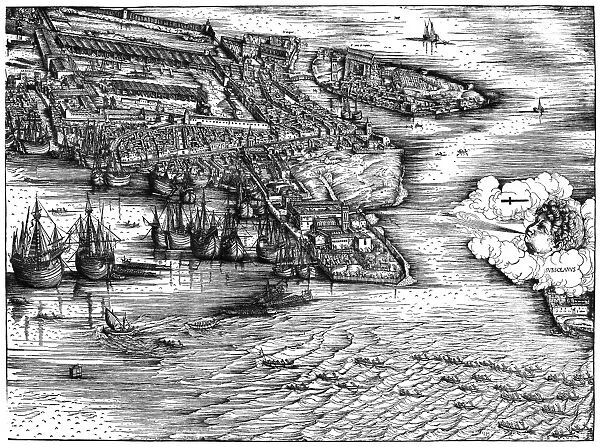VENICE: HARBOR, c1500. Ships in the harbor of Venice