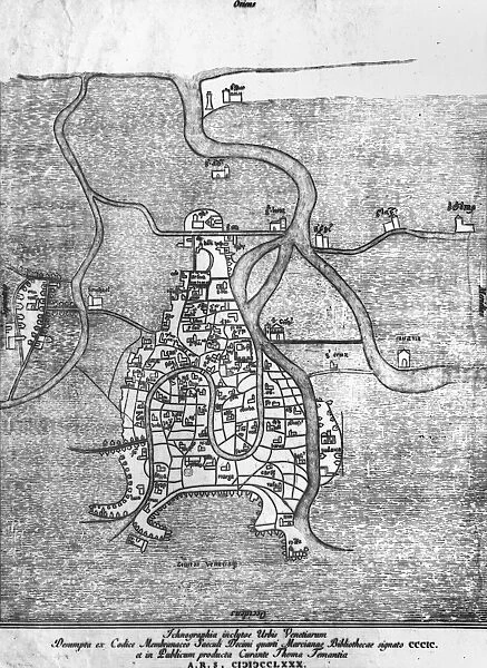 VENICE: MAP, 12TH CENTURY. Map of Venice, with east at the top, 12th century