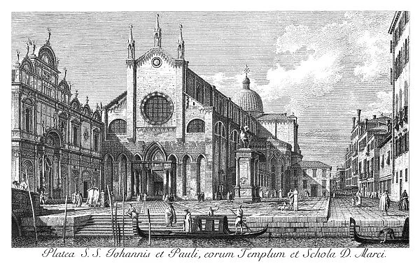 VENICE: MONUMENT, 1735. Campo Santi Giovanni e Paolo in Venice, Italy, and the