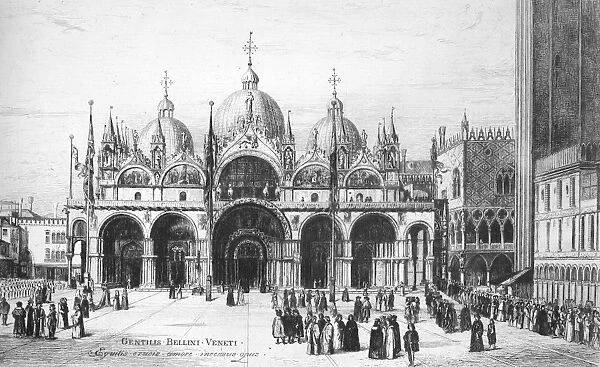 VENICE: PIAZZA SAN MARCO. The Piazza San Marco. Etching after Gentile Bellini, 1496