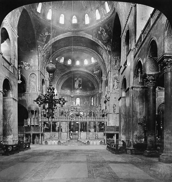 VENICE: ST. MARK S. Interior of Saint Marks Cathedral in Venice, Italy. Stereograph