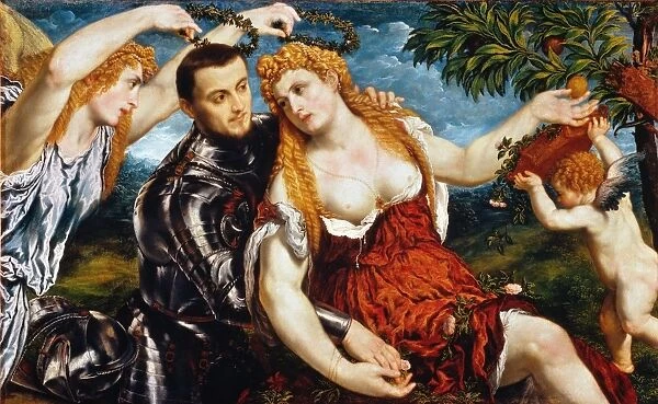 VENUS, MARS & CUPID. Venus, Mars and Cupid Crowned by Victory: canvas