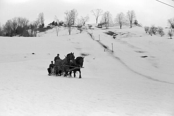 VERMONT: SNOW, c1939. A winter scene in Vermont. Photograph by Marion Post Wolcott