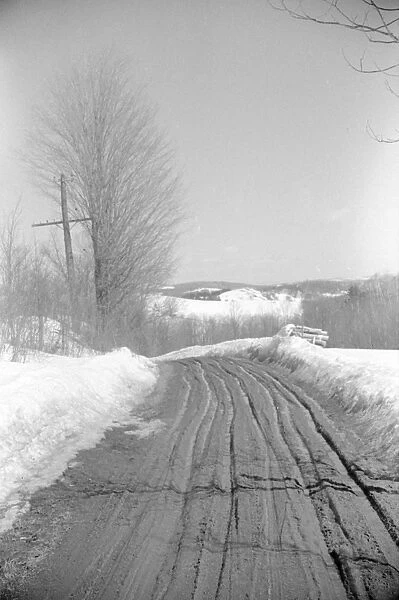 VERMONT: WOODSTOCK, c1940. A spring thaw in the farmland of Woodstock, Vermont