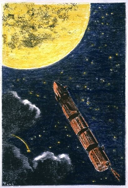 VERNE: FROM EARTH TO MOON. Colored engraving from a 19th-century edition of Jules Vernes From the Earth to the Moon