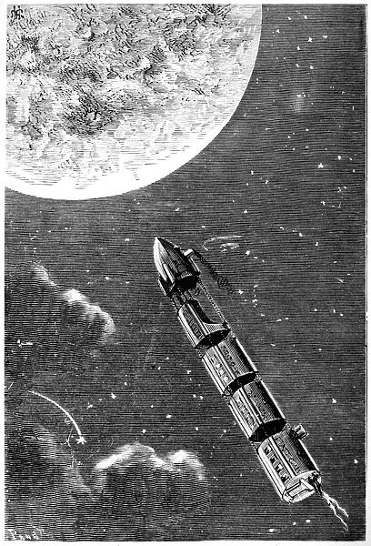 VERNE: FROM EARTH TO MOON. Engraving from a 19th-century edition of Jules Vernes From the Earth to the Moon