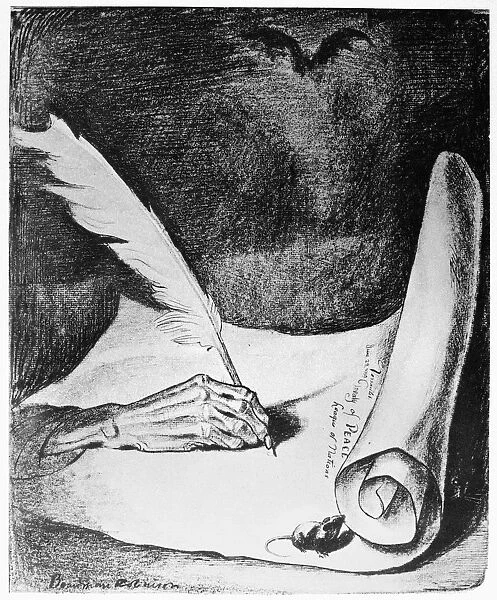 VERSAILLES TREATY CARTOON. Signed. American cartoon by Boardman Robinson, 1919