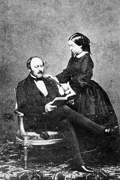 VICTORIA & ALBERT, c1860. Queen Victoria of England photographed with her husband