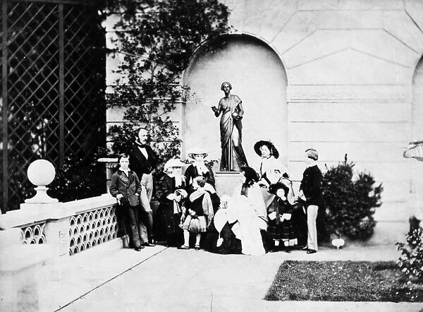 VICTORIA & FAMILY, 1857. The Royal Family on the terrace of Osborne House, 1857