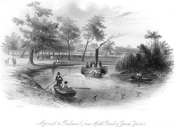 VICTORIA: RICHMOND, 1856. Approach to Richmond, Victoria, from the north bank of the Yarra Yarra: steel engraving, Australian, 1856