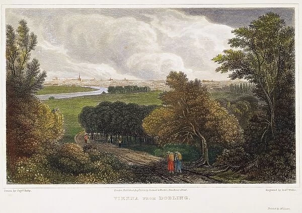 VIENNA, 1823. A view of Vienna from Dobling, Austria: steel engraving, 1823, after a drawing by Robert Batty