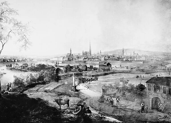 VIENNA: 18th CENTURY. View of Vienna, Austria, on the Danube River