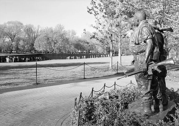 VIETNAM VETERANS MEMORIAL. The statue of the Three Soldiers, at the Vietnam Veterans