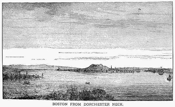 View of Boston from Dorchester Neck. Engraving, English, 1776