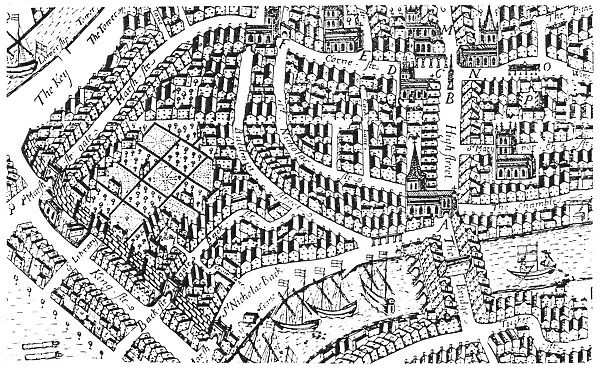 View of Bristol, England. Line engraving, c1675