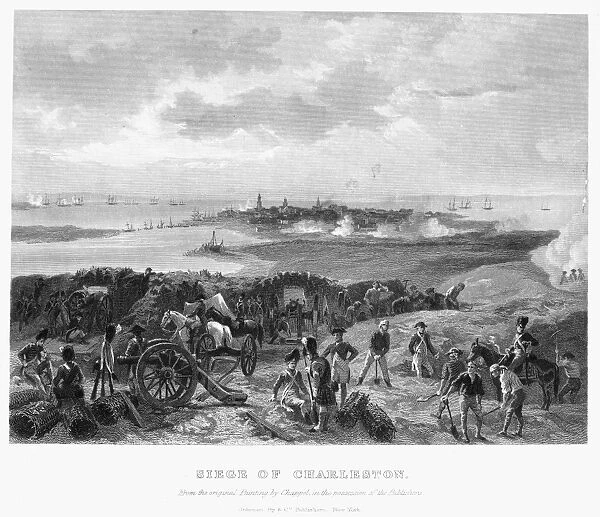 View from the British lines during the siege of Charleston, South Carolina, during the American Revolution, in 1780. Steel engraving, 1860