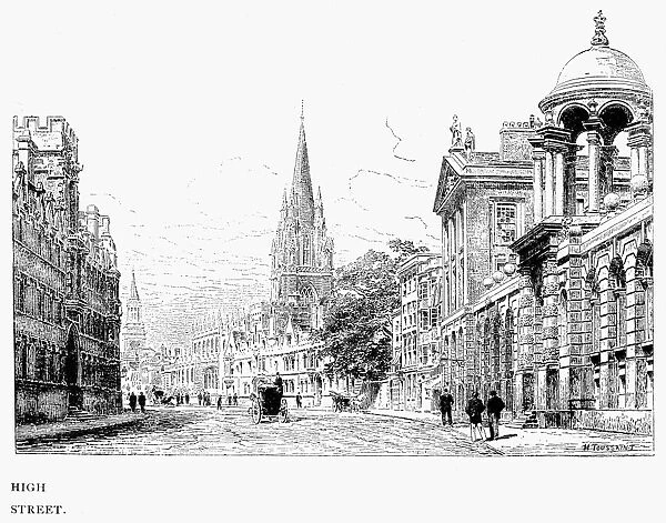 A view of High Street, Oxford, England. Etching by Henri Toussaint, c1880