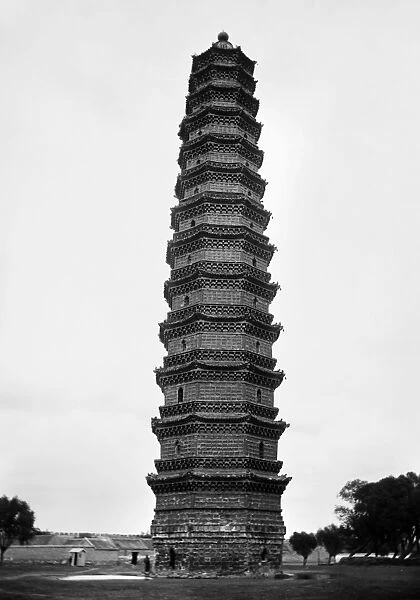 A view of the Iron Pagoda, built in the mid-11th century, at the Youguo monastery in Kaifeng, China. Photographed c1912