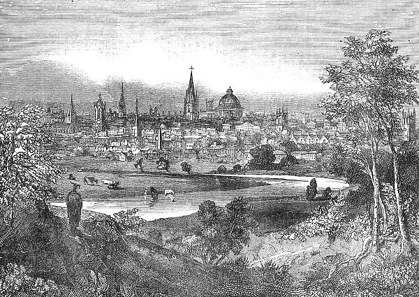 VIEW OF OXFORD, 1834. View of Oxford, England, from Abdington Road. Wood engraving, 1834