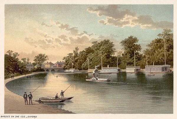 VIEW OF OXFORD, c1885. View of the Thames River at Oxford (where it is known as the Isis)