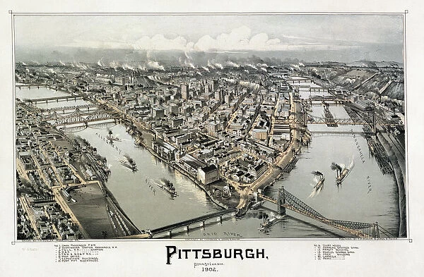VIEW OF PITTSBURGH, 1902. Bird s-eye view of the city of Pittsburgh, Pennsylvania